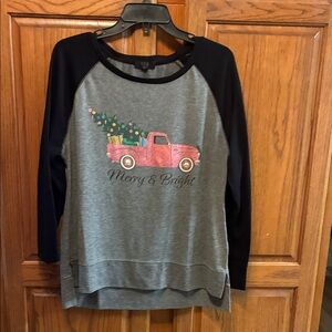 Festive Women's Raglan Sweatshirt - Gray and Black size L